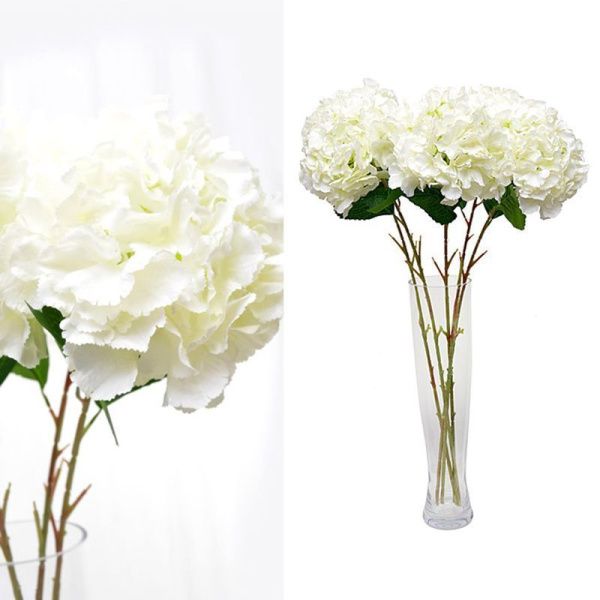 Цветы искусственные Гортензия белая 85см 25см пластик A34 (100/400)