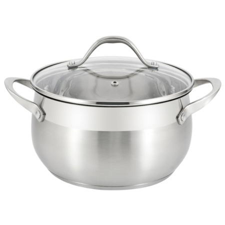 Кастрюля 4,6л нерж.сталь Tessi со стекл.крышкой 22см индукция ТМ Appetite GS08463 (6)