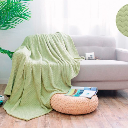 Плед 150*200 велсофт однотонный с тиснением зиг-заг 300 гр, рис. 013-RPM, Sonnet