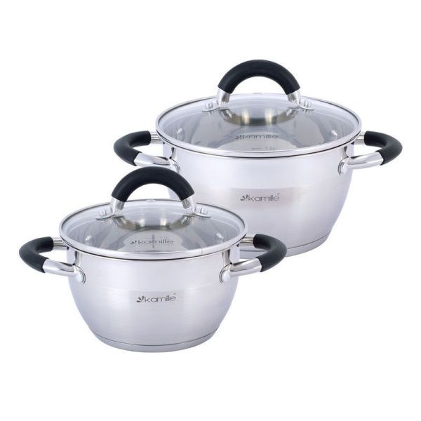 Набор кастрюль 2шт 1,8/2,5л нерж.сталь стекл.крышки арт.5753 (4)