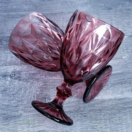 Бокалы для вина набор 6шт 350мл стекло бордовый KF-034-2 (8)