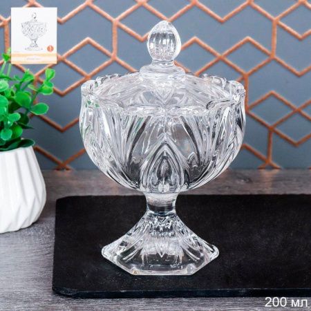 Сахарница 200мл стекло на ножке LGR-104 (36)