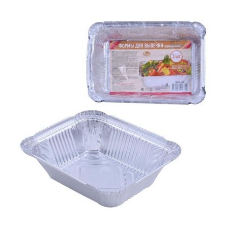 Форма для выпечки одноразовая алюминий набор 3шт 20*13*4см 780мл MO8-101 (6/90)