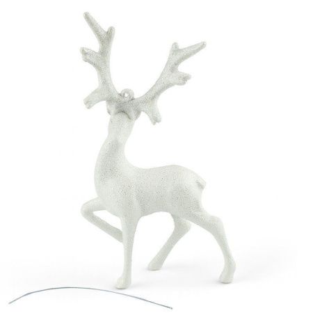 Игрушка новогодняя на елку ОЛЕНЬ 17*10см пластик белый OSHR21-592/JC-16473 (1000)