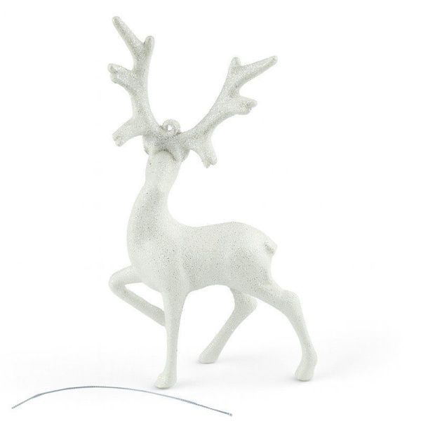 Игрушка новогодняя на елку ОЛЕНЬ 17*10см пластик белый OSHR21-592/JC-16473 (1000)