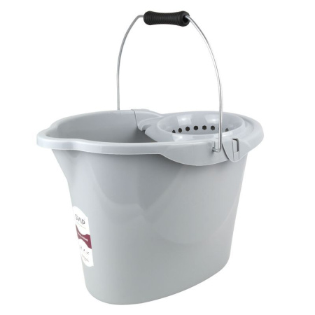 Ведро с отжимом 12л пластик Vogue серебряное прямоугольное (12)