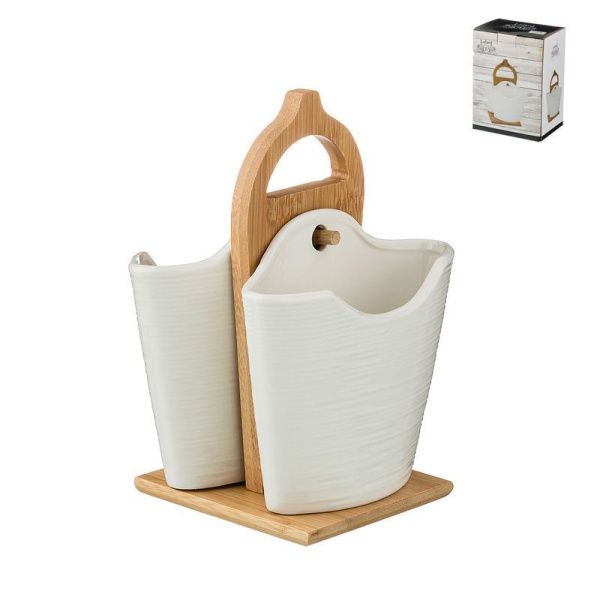 Подставка для столовых приборов 14*11см h18см фарфор/бамбук Native (18)