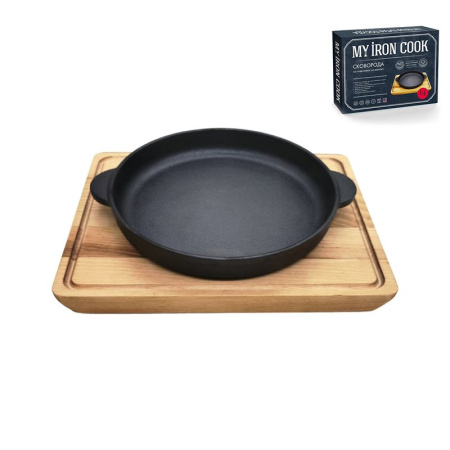Сковорода 14см чугун с 2 ручками на подставке TM MY REAL IRON COOK MC2140W