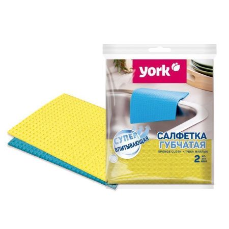 Салфетка губчатая 2шт 18*20см YORK (30)