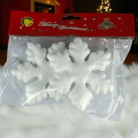 Игрушки новогодние на елку СНЕЖИНКА набор 2шт 10см пенопласт OSNN21-163/JC-16376 (800)