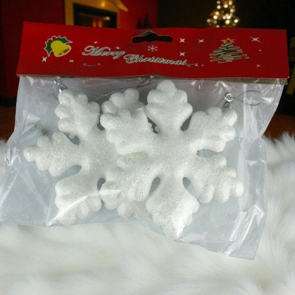 Игрушки новогодние на елку СНЕЖИНКА набор 2шт 10см пенопласт OSNN21-163/JC-16376 (800)