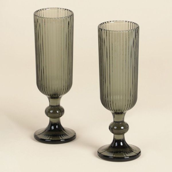 Бокалы для шампанского набор 2шт 150мл стекло МОДЕРН зеленый 18,5*5,5см