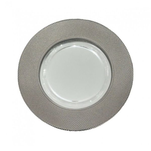 Тарелка мелкая 21см стекло серая десертная (24)