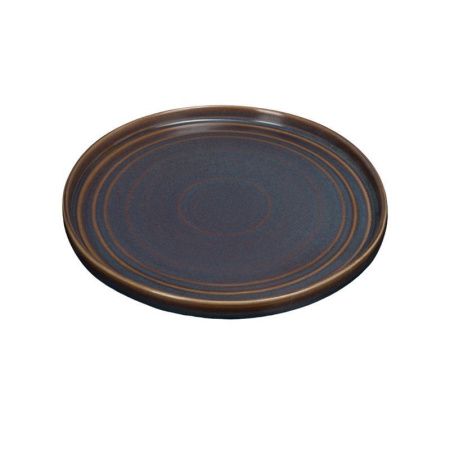 Тарелка мелкая 27см фарфор TERRA сине-коричневый с бортами обеденная [10986] (6)
