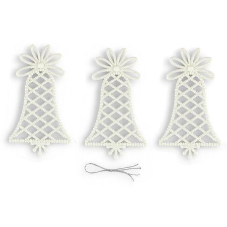 Игрушки новогодние на елку КОЛОКОЛЬЧИК набор 3шт 13*9см пластик белый OSHR22-021/JC-16558 (800)