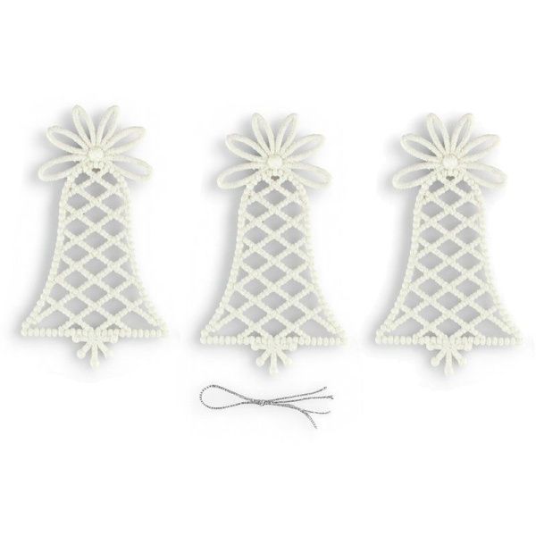 Игрушки новогодние на елку КОЛОКОЛЬЧИК набор 3шт 13*9см пластик белый OSHR22-021/JC-16558 (800)