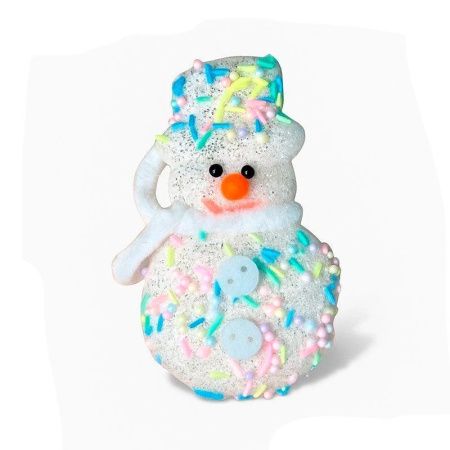 Украшение новогоднее на елку СНЕГОВИК 7*2,5см пенопласт монпарель белый FY2024-119/JC-16722 (380)