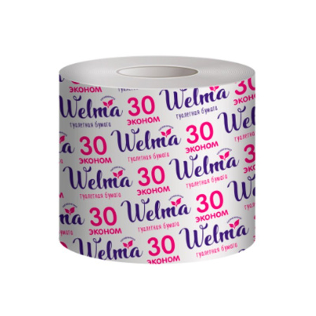 Бумага туалетная WELMA однослойная с втулкой эконом 30м (1/48)