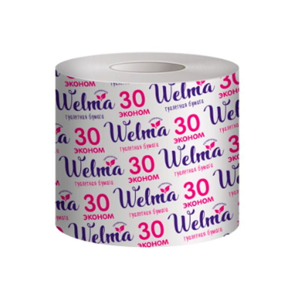 Бумага туалетная WELMA однослойная с втулкой эконом 30м (1/48)