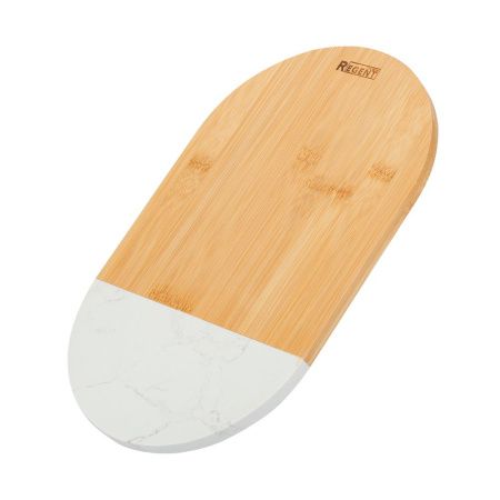 Доска разделочная 29,5*18*1,2см бамбук Bamboo овальная с мрамор.вставкой белая 93-BM-9-04.2 (12)