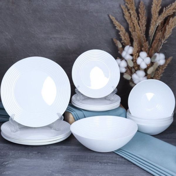 Столовый набор 19пр стеклокерамика белый рифленый W-19/751027001800 (WHITE) (2)