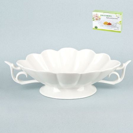 Салатник 36*24*10см фарфор МАРШМЕЛЛОУ на ножке с ручками подар.уп (8/36)