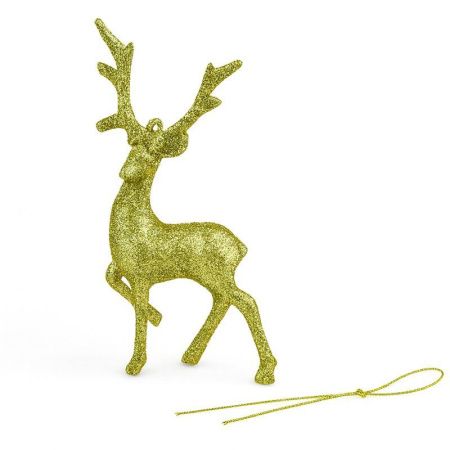 Игрушка новогодняя на елку ОЛЕНЬ 17*10см пластик золото OSHR21-592/JC-16474 (1000)