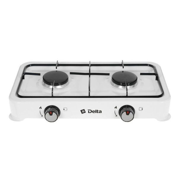 Плитка газовая металл DELTA D-2206 двухконфорочная белый (2)