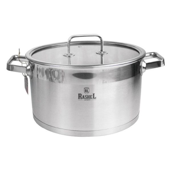 Кастрюля 7,8л нерж.сталь ВИКТОРИЯ со стекл.крышкой 26*15см R-780w (4)