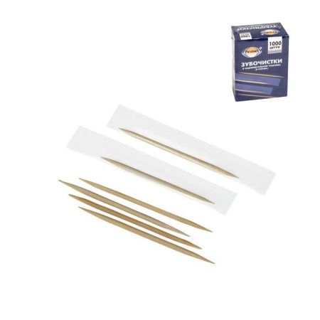 Зубочистки 1000шт бамбук в инд. ПП-упаковке AVIORA (30)