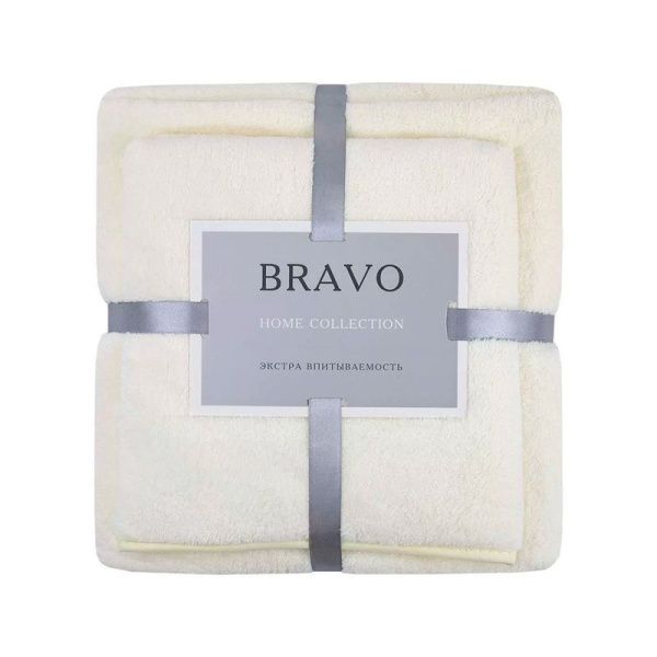 Набор полотенец микрофибра 2пр 35*75см/70*140см Смарт кремовый 300гр м0811_S04