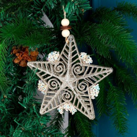 Украшение новогоднее пластик Звезда 15*15см FY-2016 (420)