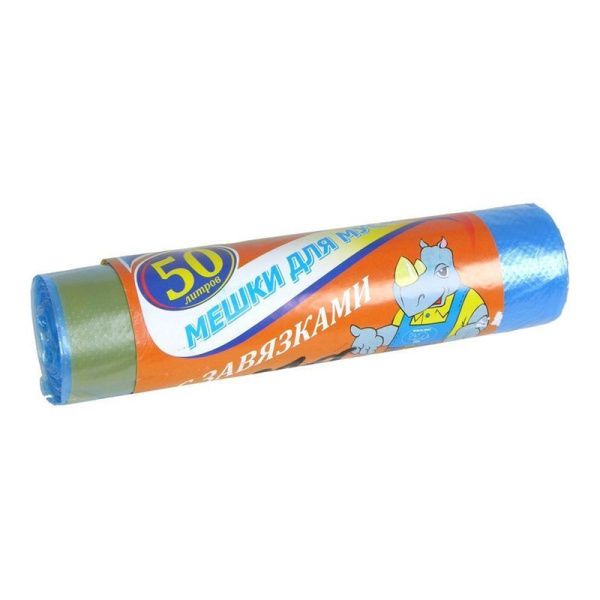 Пакеты для мусора с завязками 50л/10шт 10мкм (40)