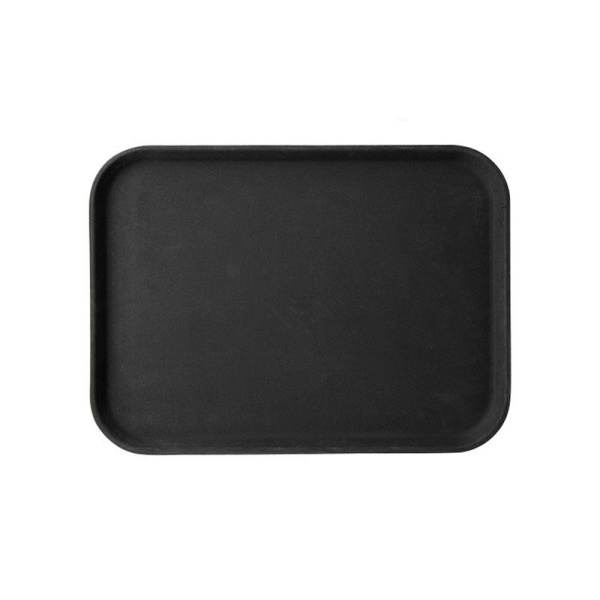 Поднос 51см стекловолокно черный прорезиненный прямоугольный JC-3767 (25)
