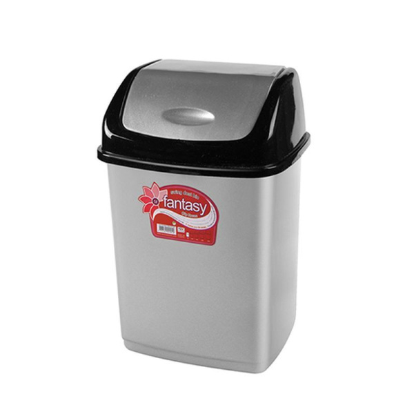 Контейнер для мусора 18л пластик ФАНТАЗИЯ №3 черный/серебро с подвижной крышкой Т-006 09403 (12) (УРНА №3)