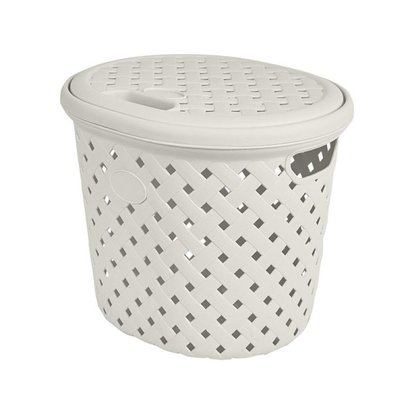 Корзина для белья 14л 325*280*280мм пластик Rattan молочный туман (10)