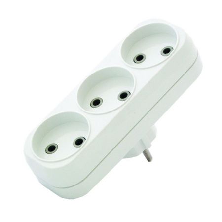 Разветвитель (тройник) пластик без заземления 10А