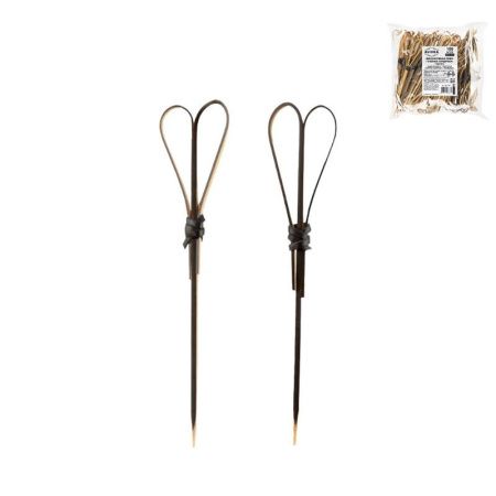 Шпажки для канапе 12cм 100шт бамбук Узелки-Сердечки черные AVIORA (15)