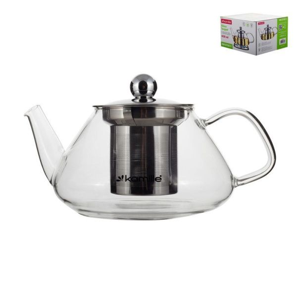 Чайник заварочный 450мл стекло со съемным мет.ситом арт.0782S (48)