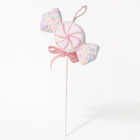 Игрушка новогодняя на елку КОНФЕТА 29*15*3см пенопласт монпарель белая FY2024-172/JC-16736 (480)