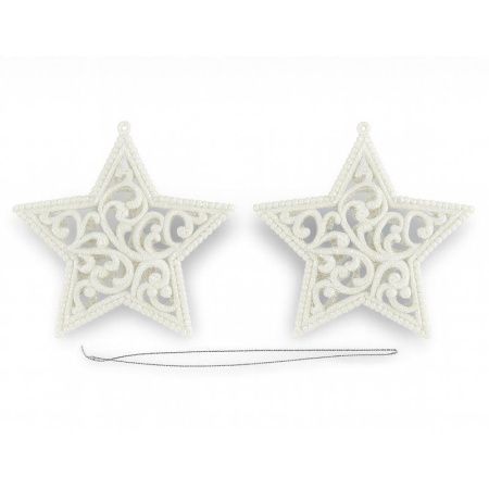 Игрушки новогодние на елку ЗВЕЗДЫ набор 2шт 12*12см пластик белый OSHR20-462/JC-16548 (1200)