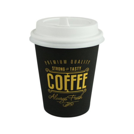 Стакан бумажный 200мл с крышкой Always Fresh черный лайт SP9 (50/1000)