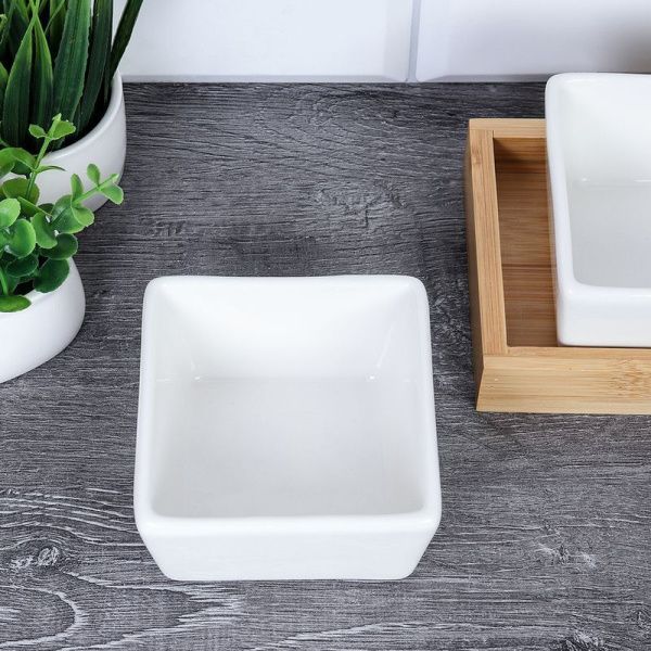 Менажница 4 секции 220мл керамика/дерево KT010 (24)