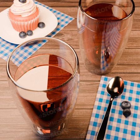 Стаканы с двойными стенками набор 2шт 450мл стекло (24)