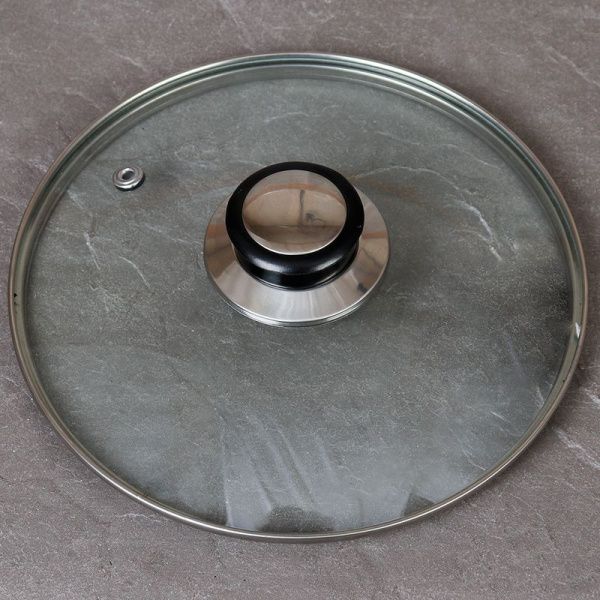 Крышка стекло 20см с комбинированной ручкой метал.ободком YGT-20 (50)