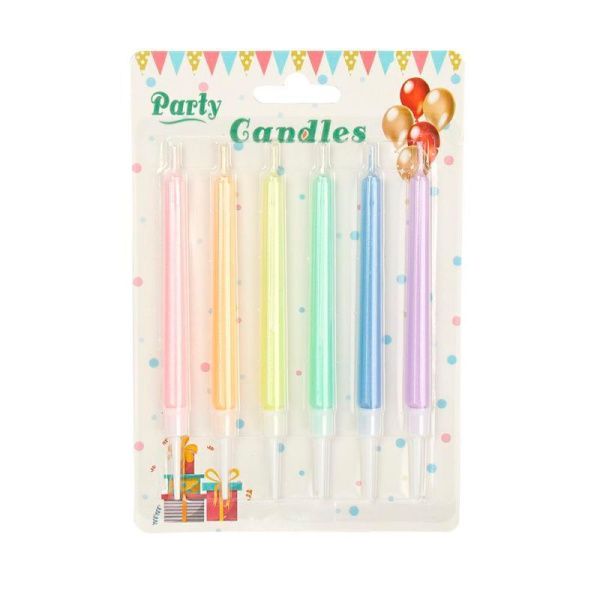 Набор свечей для торта парафин 6шт. микс h9(13)см KL-21 (24/360)