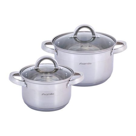 Набор кастрюль 2шт 2,1/3,8л нерж.сталь стекл.крышки арт.5627S (4)