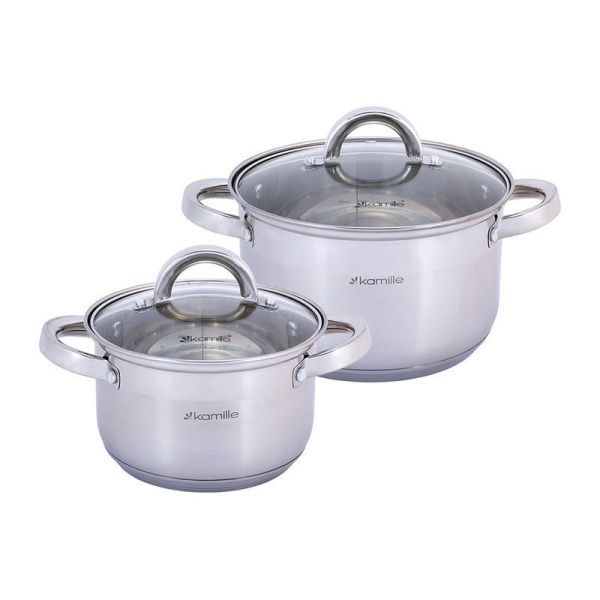 Набор кастрюль 2шт 2,1/3,8л нерж.сталь стекл.крышки арт.5627S (4)