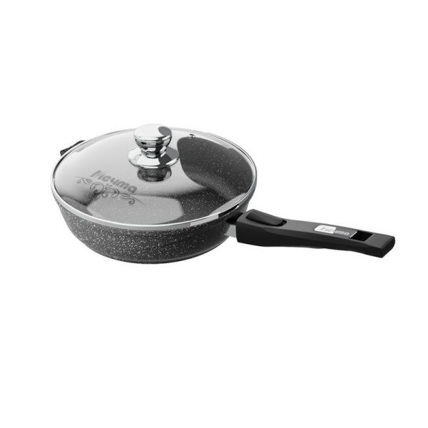 Сковорода 28см алюминий АП ГРАНИТ стекл.крышка съемная ручка (8)