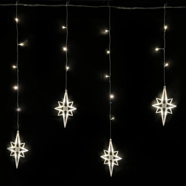Гирлянда эл. Бахрома Полярная звезда 3*0,85м 120LED теплый белый 8 реж шнур 1м цв.уп JC-15325 (30)